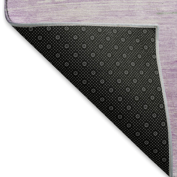 HomeRoots 8' X 8' Washable Lilac Green & Pink Abstract Round Rug with UV Protection - Kid & Pet Friendly! 694173