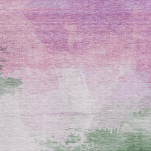 HomeRoots 10' X 14' Abstract Washable Area Rug in Lilac, Green & Pink - UV Protected, Durable & Stylish Addition 694176
