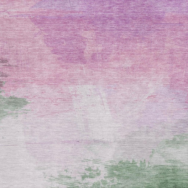 HomeRoots 10' X 14' Abstract Washable Area Rug in Lilac, Green & Pink - UV Protected, Durable & Stylish Addition 694176