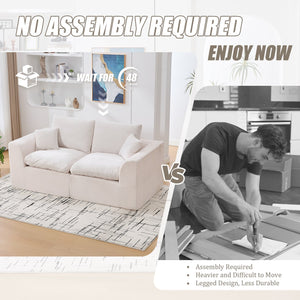 English Elm UNITED Cloud Couch Modular Sectional Sofa with Corduroy Cover, Ergonomic 2-Seater, No Assembly Needed Beige W1568P371117