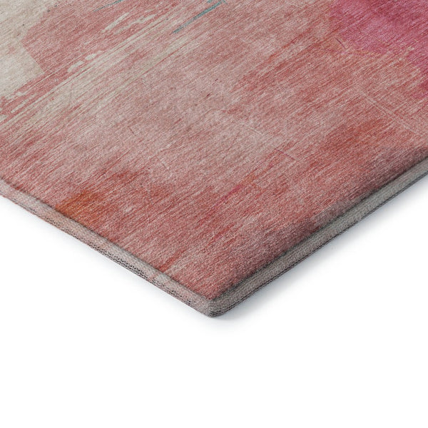 HomeRoots 8' Stunning Pink Gold Teal Abstract Washable Area Rug - Durable, UV Protected & Kid-Friendly Decor 694180