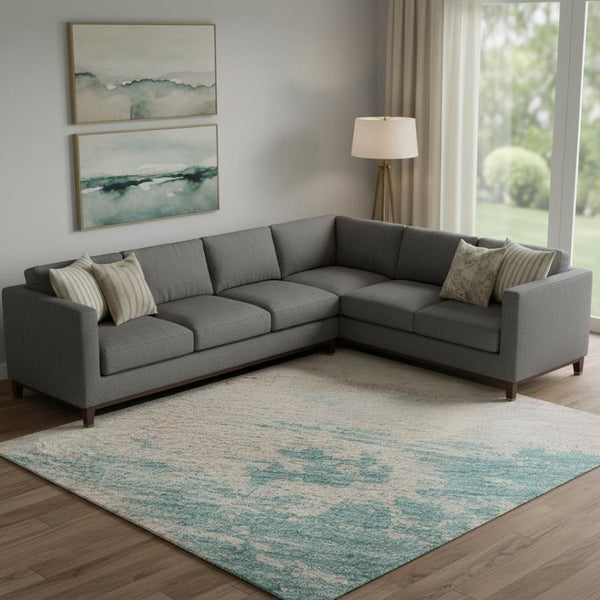 HomeRoots 9' X 12' Pink Gold Teal Washable Area Rug - Durable, Stain-Resistant, UV Protected for High Traffic Areas 694181