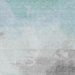 HomeRoots 5' X 8' Pale Aqua Gray and Silver Abstract Rug - Washable, UV-Protected, Perfect for Homes with Kids & Pets 694184