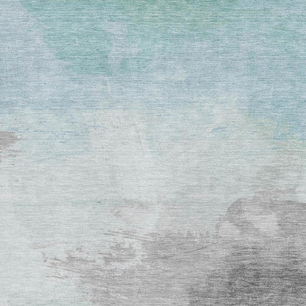 HomeRoots 5' X 8' Pale Aqua Gray and Silver Abstract Rug - Washable, UV-Protected, Perfect for Homes with Kids & Pets 694184