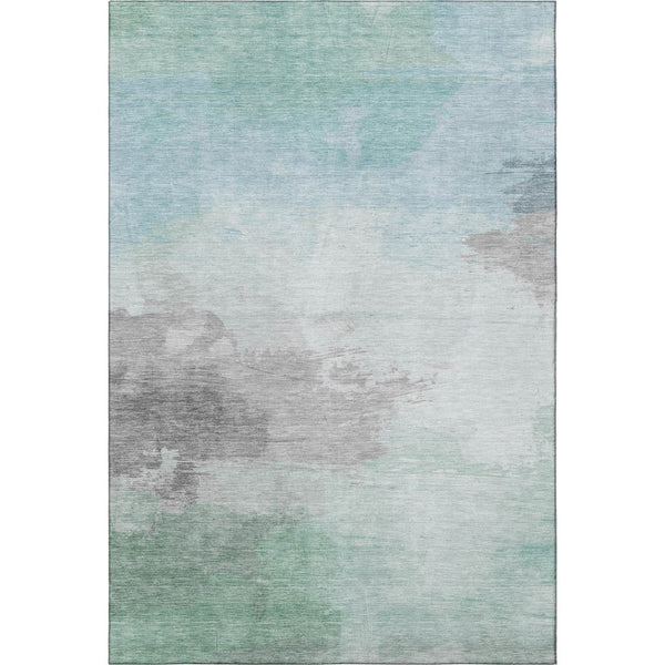 HomeRoots 8' Contemporary Pale Aqua Gray and Silver Area Rug – Washable, UV Protected, Stain-Resistant Design 694186