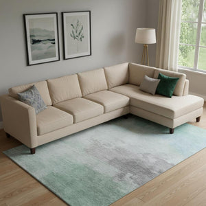 HomeRoots 10' X 14' Elegant Pale Aqua Gray Silver Abstract Area Rug - Washable, UV Protected, Stain Resistant! 694188