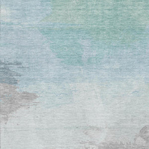 HomeRoots 10' X 14' Elegant Pale Aqua Gray Silver Abstract Area Rug - Washable, UV Protected, Stain Resistant! 694188