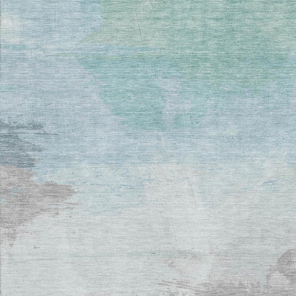 HomeRoots 10' X 14' Elegant Pale Aqua Gray Silver Abstract Area Rug - Washable, UV Protected, Stain Resistant! 694188