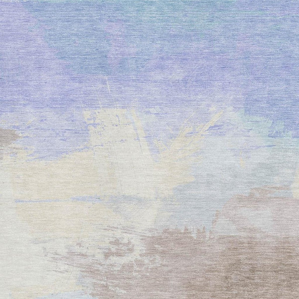 HomeRoots 5' X 8' Stylish Abstract Area Rug in Sky Blue, Lavender & Beige – Washable, UV Protected, Non-Slip! 694190