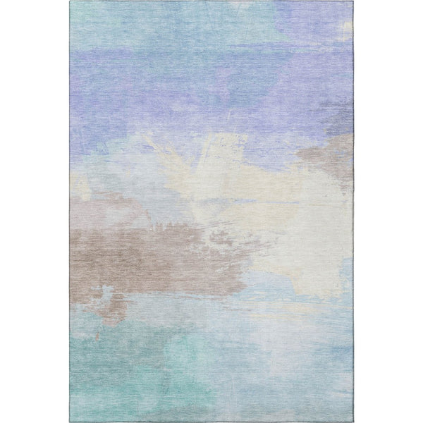 HomeRoots 8' Sky Blue Lavender Beige Abstract Area Rug - Washable, Stain Resistant, UV Protected for Busy Homes 694192