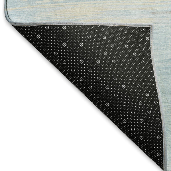 HomeRoots 9' X 12' Sky Blue Lavender Beige Abstract Rug - Washable, UV Resistant, Non-Slip for Easy Care 694193