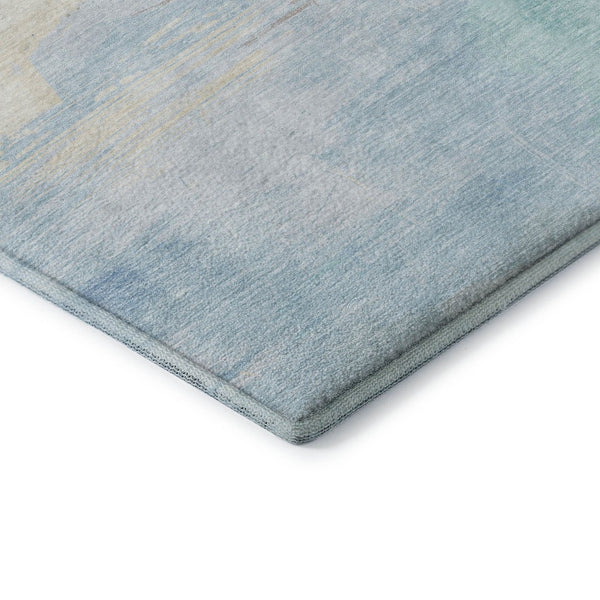 HomeRoots 9' X 12' Sky Blue Lavender Beige Abstract Rug - Washable, UV Resistant, Non-Slip for Easy Care 694193
