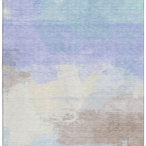 HomeRoots 10' Sky Blue Lavender Beige Abstract Area Rug - Washable, UV Protected, Stain Resistant for Durability 694194