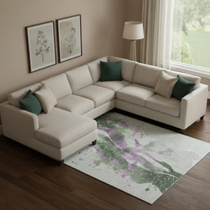HomeRoots 9' X 12' Artichoke Green Abstract Area Rug - Washable, Stain-Resistant, UV Protected for Family Homes 694199