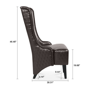 English Elm 23.03" Wide Pu Leather Wingback Accent Chair with Tall Back and Solid Birch Legs W680P421537