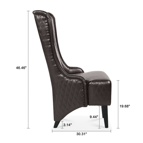 English Elm 23.03" Wide Pu Leather Wingback Accent Chair with Tall Back and Solid Birch Legs W680P421537