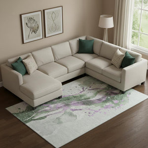 HomeRoots 10' X 14' Artichoke Green Abstract Area Rug - Stain-Resistant, UV-Protected, Machine-Woven Elegance 694200