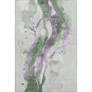 HomeRoots 10' X 14' Artichoke Green Abstract Area Rug - Stain-Resistant, UV-Protected, Machine-Woven Elegance 694200