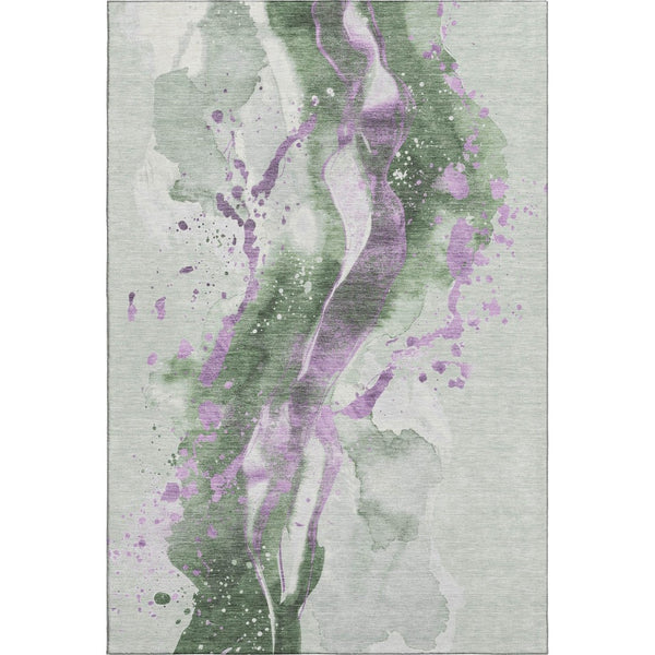 HomeRoots 10' X 14' Artichoke Green Abstract Area Rug - Stain-Resistant, UV-Protected, Machine-Woven Elegance 694200