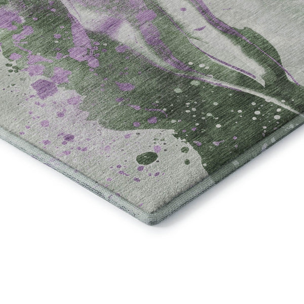 HomeRoots 10' X 14' Artichoke Green Abstract Area Rug - Stain-Resistant, UV-Protected, Machine-Woven Elegance 694200