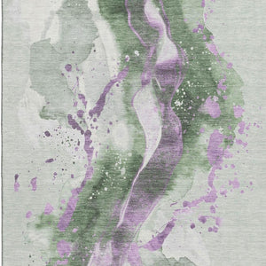 HomeRoots 10' X 14' Artichoke Green Abstract Area Rug - Stain-Resistant, UV-Protected, Machine-Woven Elegance 694200
