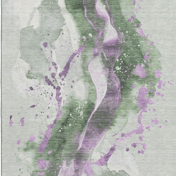 HomeRoots 10' X 14' Artichoke Green Abstract Area Rug - Stain-Resistant, UV-Protected, Machine-Woven Elegance 694200