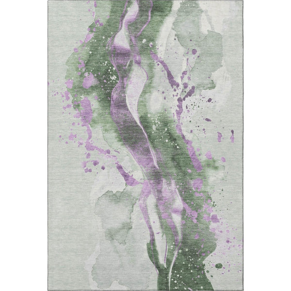 HomeRoots 10' X 14' Artichoke Green Abstract Area Rug - Stain-Resistant, UV-Protected, Machine-Woven Elegance 694200