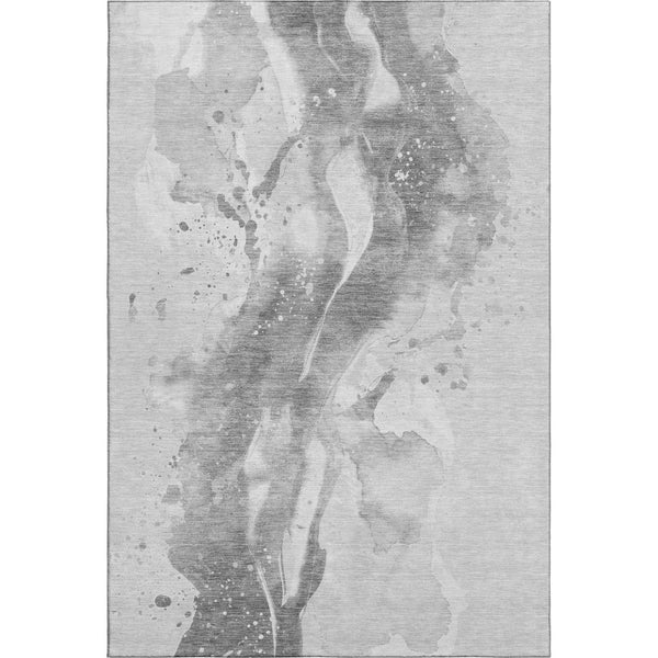HomeRoots 5' X 8' Modern Gray Silver Charcoal Abstract Area Rug - Washable, UV Protected, Family-Friendly Design 694208