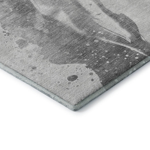 HomeRoots 5' X 8' Modern Gray Silver Charcoal Abstract Area Rug - Washable, UV Protected, Family-Friendly Design 694208