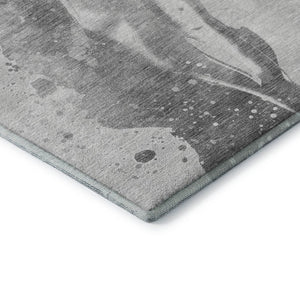 HomeRoots 9' X 12' Modern Abstract Gray Silver Charcoal Area Rug - Washable, UV Protected & Stain Resistant 694211