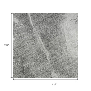 HomeRoots 10' X 14' Gray Silver Charcoal Abstract Area Rug - Washable, UV-Protected, Perfect for High Traffic Homes 694212