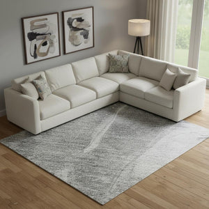 HomeRoots 10' X 14' Gray Silver Charcoal Abstract Area Rug - Washable, UV-Protected, Perfect for High Traffic Homes 694212