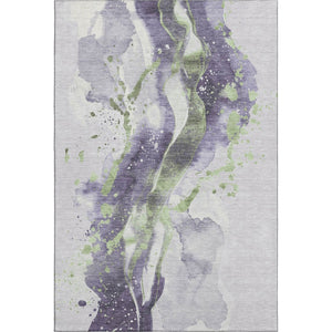 HomeRoots 9' X 12' Abstract Washable Area Rug in Purple, Green & Ivory – Stylish, Durable & UV Protected! 694217