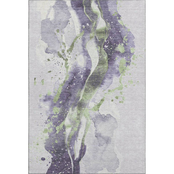 HomeRoots 9' X 12' Abstract Washable Area Rug in Purple, Green & Ivory – Stylish, Durable & UV Protected! 694217