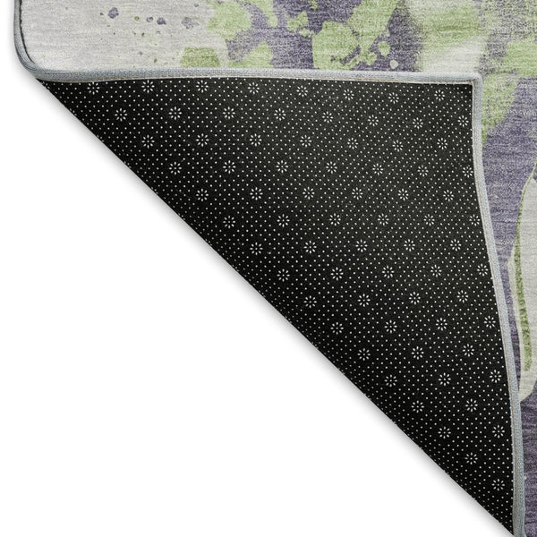 HomeRoots 9' X 12' Abstract Washable Area Rug in Purple, Green & Ivory – Stylish, Durable & UV Protected! 694217