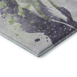 HomeRoots 9' X 12' Abstract Washable Area Rug in Purple, Green & Ivory – Stylish, Durable & UV Protected! 694217
