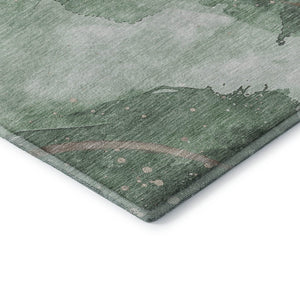 HomeRoots 8' Oversized Green Taupe and Ivory Abstract Washable Area Rug with UV Protection for Busy Homes 694240