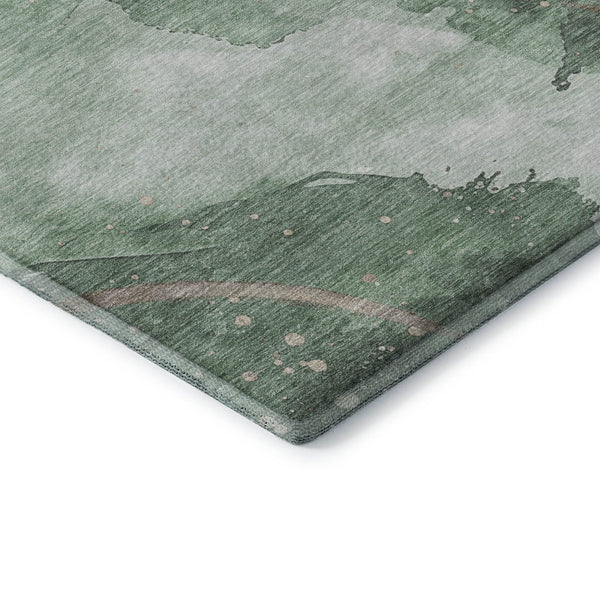 HomeRoots 8' Oversized Green Taupe and Ivory Abstract Washable Area Rug with UV Protection for Busy Homes 694240