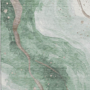 HomeRoots 8' Oversized Green Taupe and Ivory Abstract Washable Area Rug with UV Protection for Busy Homes 694240