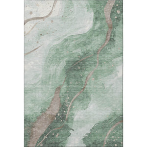 HomeRoots 8' Oversized Green Taupe and Ivory Abstract Washable Area Rug with UV Protection for Busy Homes 694240