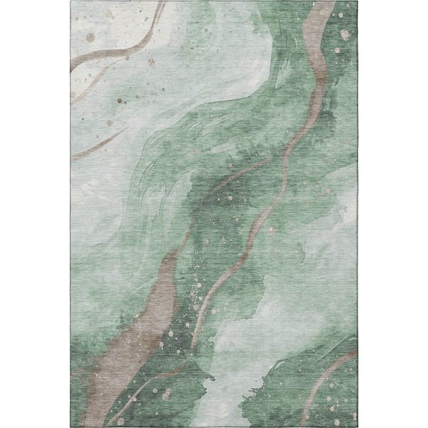 HomeRoots 8' Oversized Green Taupe and Ivory Abstract Washable Area Rug with UV Protection for Busy Homes 694240