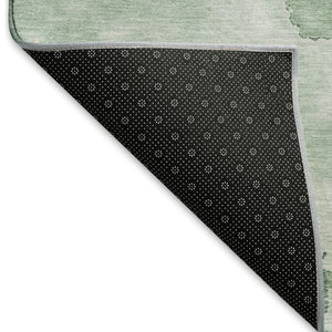 HomeRoots 10' Modern Green Taupe & Ivory Abstract Washable Area Rug - UV Resistant & Easy-Care Design 694242