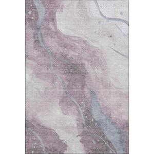 HomeRoots 10' X 14' Modern Abstract Lavender Blue and Ivory Washable Area Rug with UV Protection & Non-Slip Backing 694248