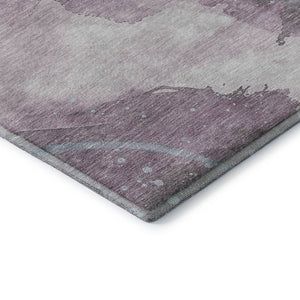 HomeRoots 10' X 14' Modern Abstract Lavender Blue and Ivory Washable Area Rug with UV Protection & Non-Slip Backing 694248