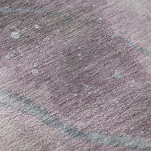 HomeRoots 10' X 14' Modern Abstract Lavender Blue and Ivory Washable Area Rug with UV Protection & Non-Slip Backing 694248