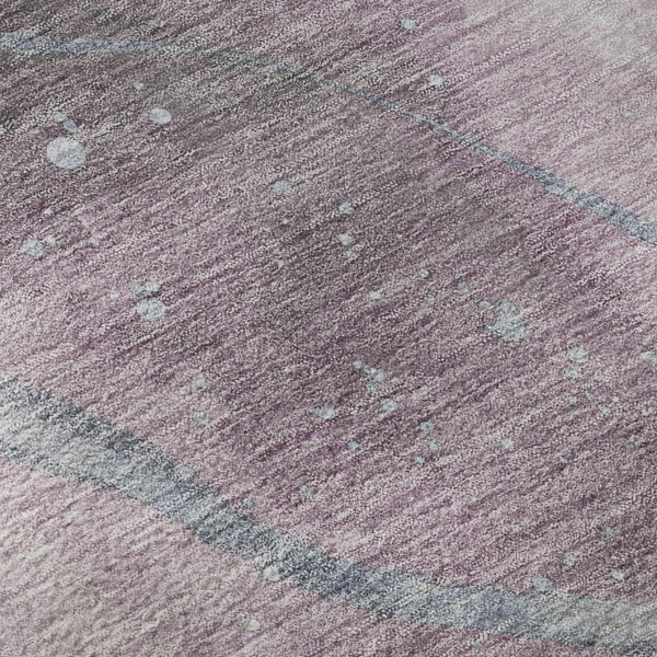 HomeRoots 10' X 14' Modern Abstract Lavender Blue and Ivory Washable Area Rug with UV Protection & Non-Slip Backing 694248