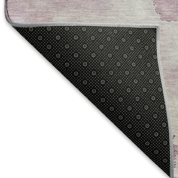 HomeRoots 5' X 8' Modern Mauve Blue & Ivory Abstract Area Rug - Washable, UV Protected, Durable & Stylish 694250