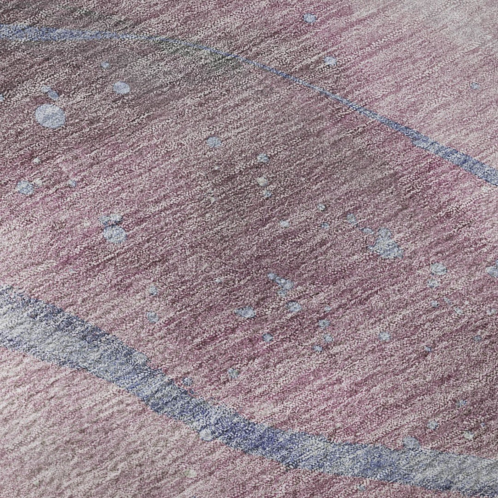 HomeRoots 5' X 8' Modern Mauve Blue & Ivory Abstract Area Rug - Washable, UV Protected, Durable & Stylish 694250