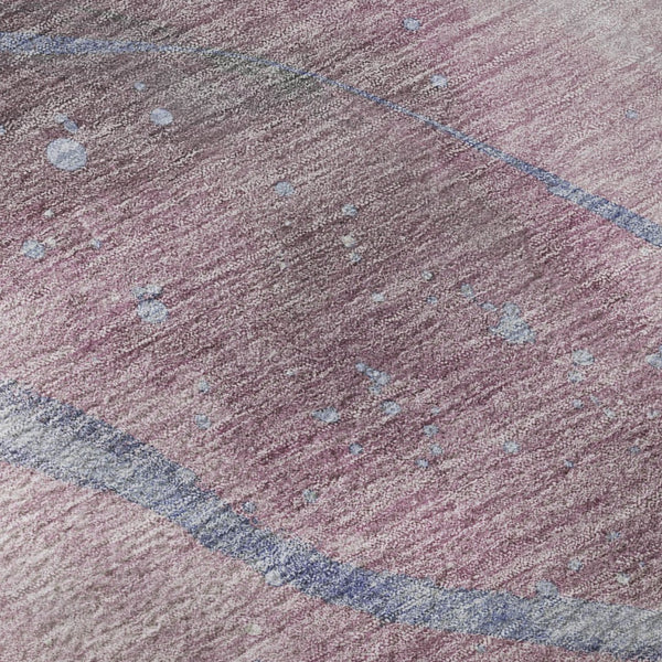 HomeRoots 5' X 8' Modern Mauve Blue & Ivory Abstract Area Rug - Washable, UV Protected, Durable & Stylish 694250