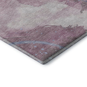 HomeRoots 8' X 8' Stylish Mauve Blue Ivory Abstract Round Rug - Washable, UV Protected, Durable & Easy Care! 694251